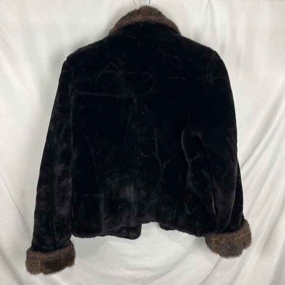Regal Faux Fur Black and Brown Fuzzy Short Jacket Womens Size XS - Picture 8 of 13